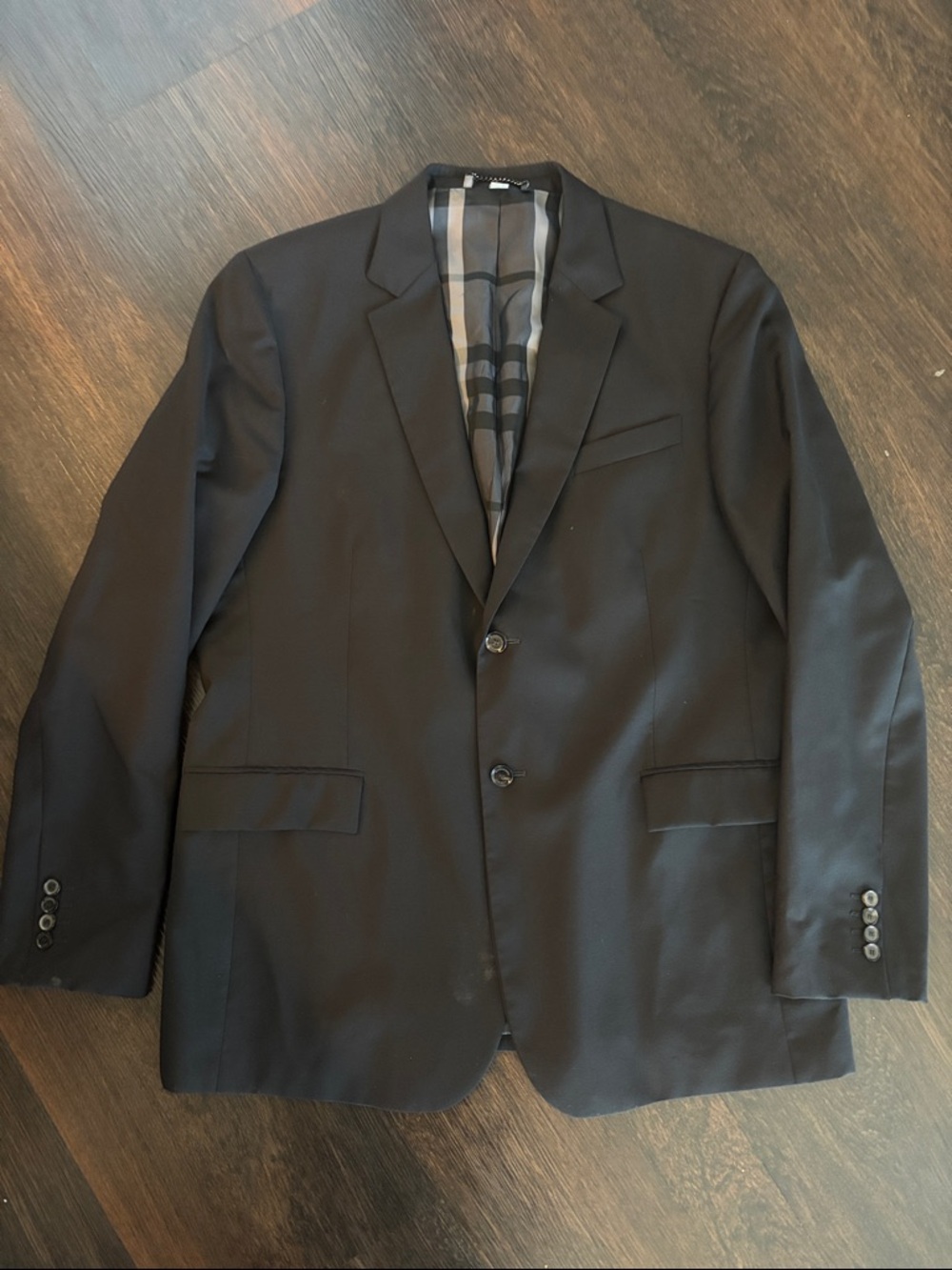Burberry Men's Black Two-Button Blazer with Signature Lining